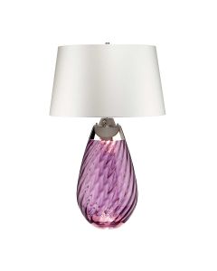 2 Light Large Plum Table Lamp With Off-White Shade - Plum-Tinted Glass / Off-White Shade
