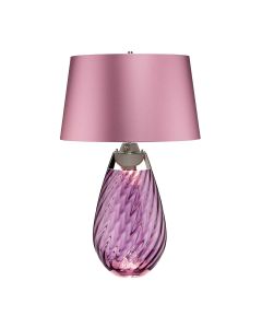 2 Light Large Plum Table Lamp - Plum-Tinted Glass / Heather Shade