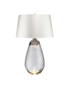 2 Light Large Smoke Table Lamp With Off-White Shade - Smoke-Tinted Glass / Off-White Shade