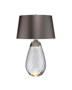 2 Light Large Smoke Table Lamp - Smoke-Tinted Glass / Slate Shade