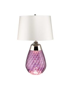 2 Light Small Plum Table Lamp With Off-White Shade - Plum-Tinted Glass / Off-White Shade