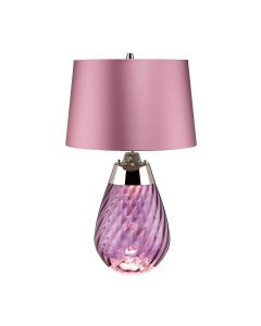 2 Light Small Plum Table Lamp - Plum-Tinted Glass / Heather Shade