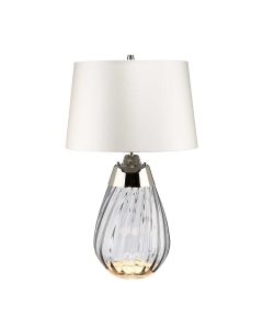 2 Light Small Smoke Table Lamp With Off-White Shade - Smoke-Tinted Glass / Off-White Shade