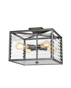 4 Light Flush - Brushed Dark Silver