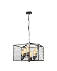6 Light Pendant - Brushed Dark Silver