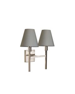 2 Light Wall Light - Brushed Nickel, Grey Shades