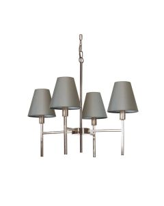 4 Light Chandelier - Brushed Nickel, Grey Shades