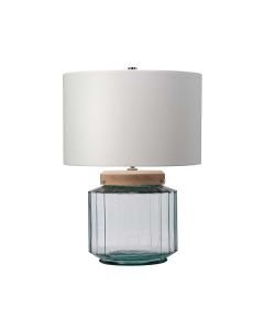 1 Light Table Lamp - Metalwork Polished Nickel - Glassware Clear / Natural - Wood Light