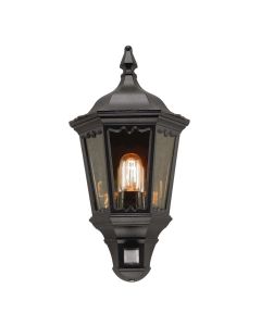 1 Light Half Lantern With Pir - Black