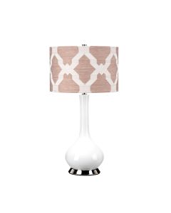1 Light Table Lamp - Polished Nickel, White, Pink