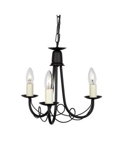 3 Light Chandelier - Black