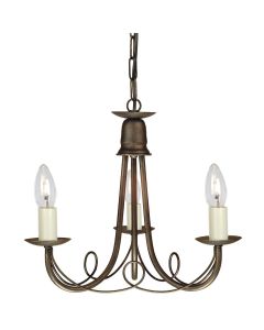 3 Light Chandelier - Black / Gold Patina