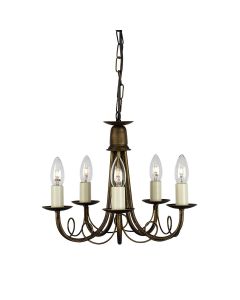 5 Light Chandelier - Black / Gold Patina