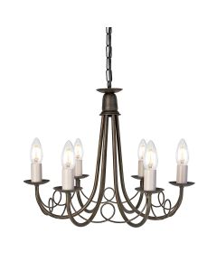 6 Light Chandelier - Black / Gold Patina