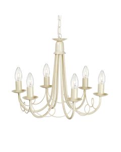 6 Light Chandelier - Ivory / Gold Patina