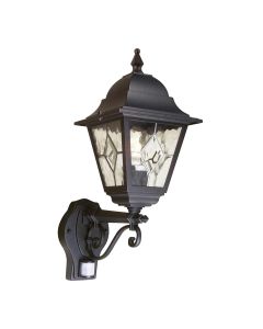 1 Light Up Wall Lantern With Pir - Black