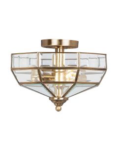 2 Light Semi-Flush - Aged Brass