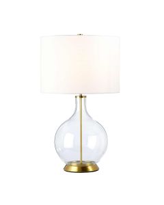 1 Light Table Lamp - Aged Brass With White Shade