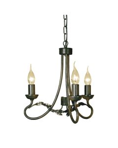 3 Light Chandelier - Black / Gold Patina