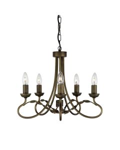 5 Light Chandelier - Black / Gold Patina