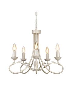 5 Light Chandelier - Ivory / Gold Patina