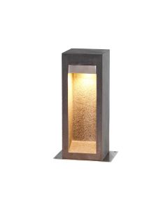 Medium LED Bollard - Basalt Stone With Stainless Steel