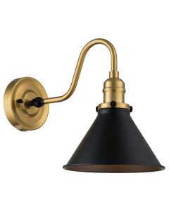1 Light Wall Light - Aged Brass & Matte Black