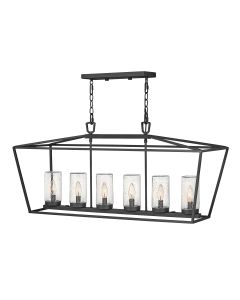 6 Light Outdoor Linear Pendant - Museum Black