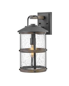 1 Light Medium Wall Lantern - Aged Zinc with Driftwood Grey