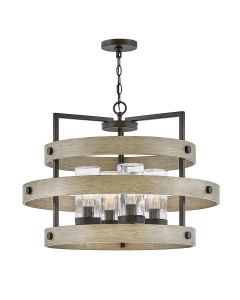 4 lt Chandelier - Warm Bronze with Warm Ash accents
