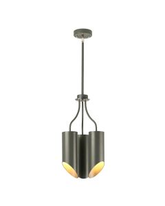 3 Light Chandelier - Dark Grey / Polished Nickel