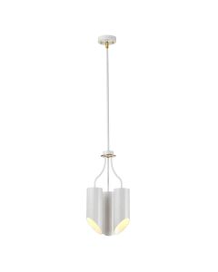 3 Light Chandelier - White / Aged Brass