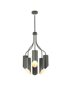 6 Light Chandelier - Dark Grey / Polished Nickel