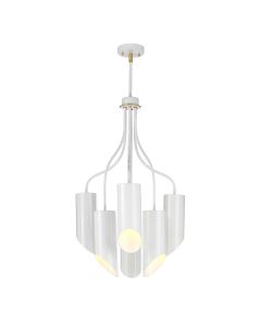 6 Light Chandelier - White / Aged Brass