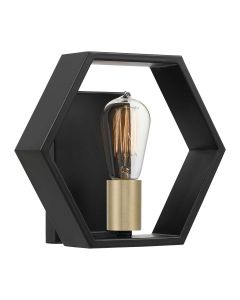 1 Light Wall Light - Black With Brass