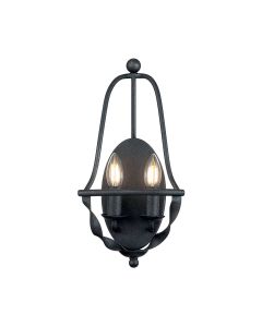 2 Light Wall Light - Black / Grey Patina