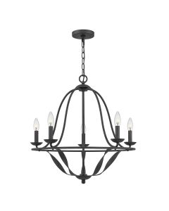 5 Light Chandelier - Black / Grey Patina