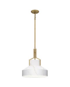 2 lt Pendant Light - Aged Brass and faux Alabaster glass Shade