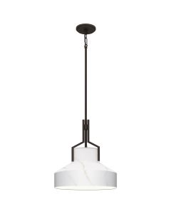 2 lt Pendant Light - Old Bronze and faux Alabaster glass Shade