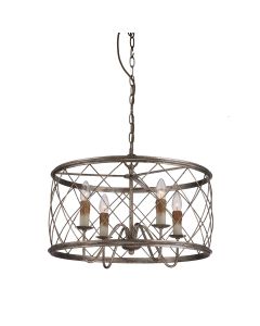 4 Light Pendant Chandelier - Antique Silver Leaf