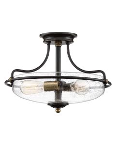 3 Light Semi-Flush - Oil Rubbed Bronze With Aged Brass