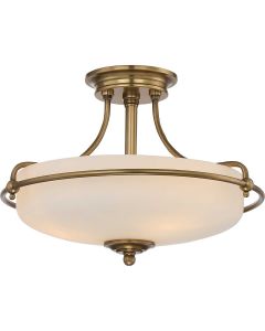 3 Light Semi-Flush - Aged Brass