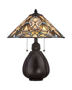 2 Light Table Lamp - Old Painted Bronze