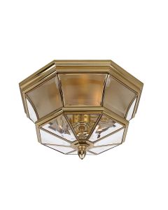 3 Light Flush - Lacquered Polished Brass
