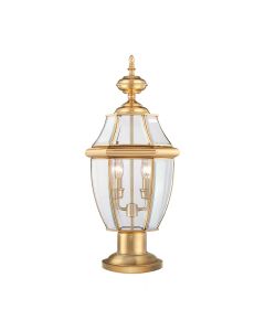 2 Light Pedestal - Lacquered Polished Brass