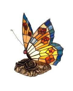 Orange Butterfly Tiffany Style Lamp - Grey Bronze