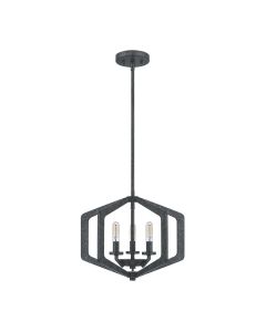 3 Light Pendant - Mottled Black / Silver Patina
