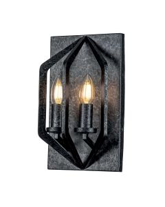 2 Light Wall Light - Mottled Black / Silver Patina