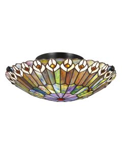 2 lt Flush - Valiant Bronze & Art Glass Shade