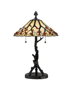 2 lt Table Lamp - Valiant Bronze with Art Glass Shade
